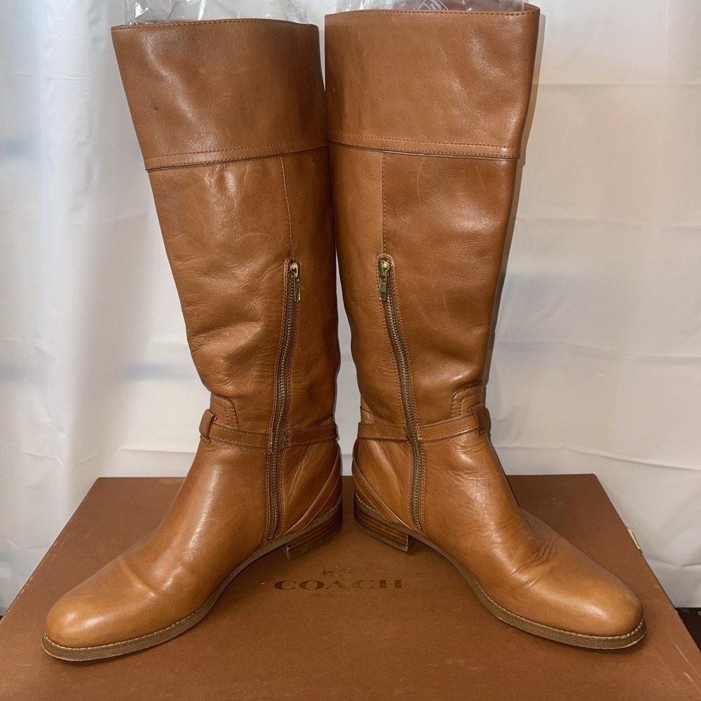 COACH New York "Micha Calf" Leather Women's Boots CINNAMON Style-A6848 Size‎ 9MB - Picture 5 of 16